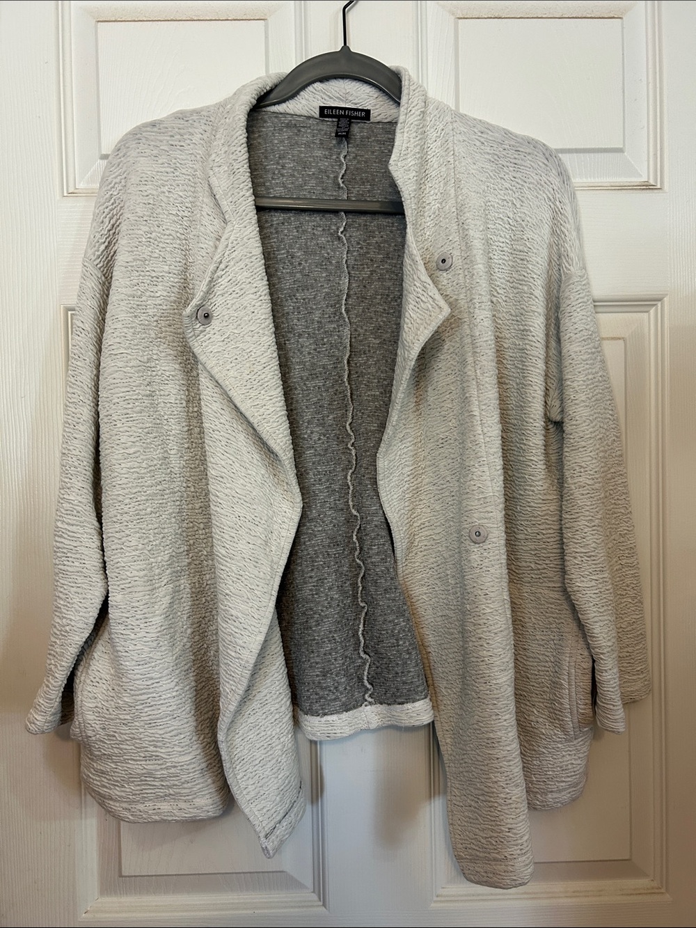 Eileen Fisher Light Gray Open-Front Cardigan
